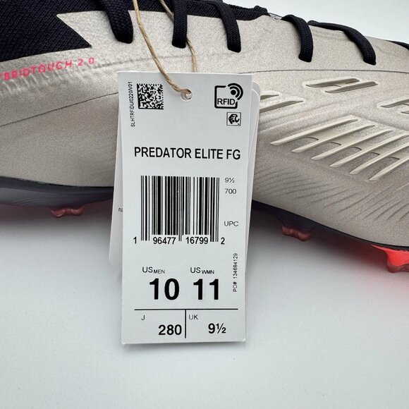 NEW adidas Predator Elite FG Soccer Cleats Men\'s Size 10 Platinum Metallic main image 10